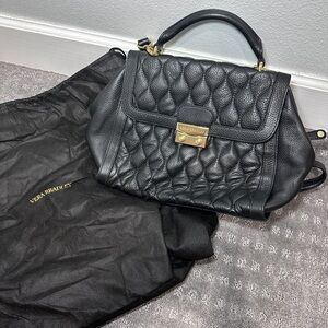 Vera Bradley Black Quilted Leather Handbag